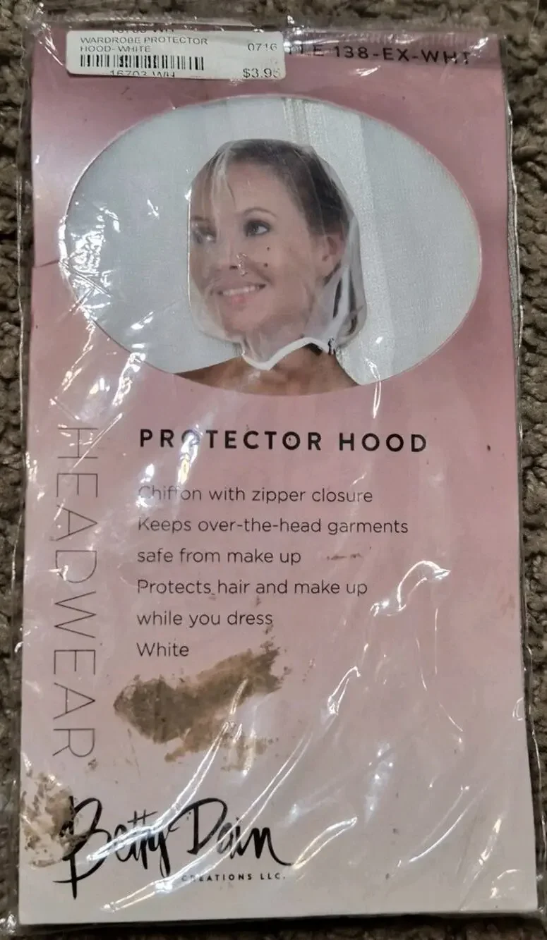 Betty Dain White Makeup Protector Hood, Protects Hair Make Up